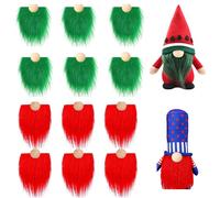 Surakey Fake Beards 12 Pieces False Beards Faceless Funny Fake Mustache Fake Whisker Dwarf Doll Santa Beard Artificial Beard Hair DIY Decoration for Costume Halloween Party Supplies (Green Red)