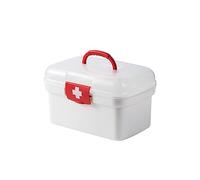 Surakey First Aid Storage Box Container Bin with Handle Family Emergency Medicine Kit Portable Plastic Transparent Medical Pill Case Organizer Container Bins for Travel Car - S