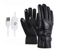 Surakey Heated Gloves Electric Winter Thermal Gloves USB Touchscreen Insulated Waterproof Leather Mittens Black for Women Men Skiing Cycling Heating Hiking Warmer Hand Gloves Outdoors Sports Type 2