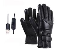 Surakey Heated Gloves Electric Winter Thermal Gloves USB Touchscreen Insulated Waterproof Leather Mittens Black for Women Men Skiing Cycling Heating Hiking Warmer Hand Gloves Outdoors Sports Type 1