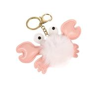 Surakey Keychain Crabs Pom Poms Keychains Plush Leather Metal Chain Keyring Key Holder Animal Pendant For Gift Car Ornament Toy White