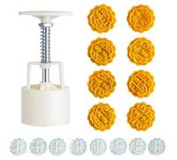 Surakey Moon Cake Mould 50g, 8 PCS Pattern Hand-Pressure Mooncake Molds for Mid-Autumn DIY Pastry Flower Mooncake Mould Baking Tool for Mid-Autumn Festival DIY Dessert Home Kitchen, Type 4