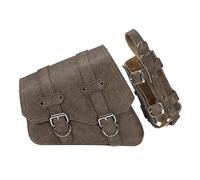Surakey Motorcycle Solo Saddle Bag and Pannier Storage with Drink Bottle Holder PU Leather Waterproof Solo Swing Arm Bag Motorbike Luggage Bag Left Side Bag, Brown