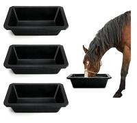 Surakey Rubber Feeder Pans Rectangular Rubber Industrial Pan Black Rubber Feed Pan Horse Feeder Basin Heavy Duty Rubber Bucket Pan for Cement, Sand, Concrete Building and Animal Feeding (4PCS)