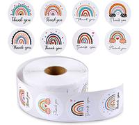 Surakey Thank You Label Stickers 500 Pieces Rainbow 1.5 Inch Round Thanks Sticker Adhesive Label Thank You Envelope Seals Stickers Decorative Sticky Label for Card Box Packing Bag, Type 1