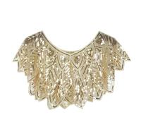 Surakey Women's 1920s Sequin Shawls Sparkly Flapper Evening Wrap Cape Vintage Mesh Lace Cloak Dance Party Banquet Shawl Scarf (Apricot)