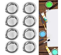 SURALIN 8 Pieces Stainless Steel Painting Bowls Small Round Painting Bowl, Stainless Steel Painting Bowl for Mixing Watercolor Colors