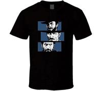 SURARAN The Good The Bad and The Ugly Mens T-Shirt Classic Western Film Strip Style Eastwood Wallach Van Cleef Black L