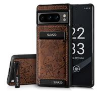 SURAZO Compatible with Google Pixel 8 Pro, Wallet Leather Genuine Premium - Shockproof Slim and Thin Cover with - Card Slot, Kickstand - Vintage Bumper Protective Case