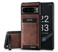 SURAZO Compatible with Google Pixel 8 Pro, Wallet Leather Genuine Premium - Shockproof Slim and Thin Cover with - Card Slot, Kickstand - Vintage Bumper Protective Case
