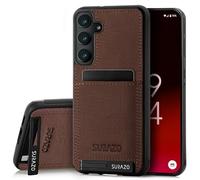 SURAZO Genuine Leather Back Case for Samsung Galaxy S24 FE Case - Shockproof Leather Mobile Phone Case Cover [Card Slot, Stand Function, Keychain] Handmade in EU Bumper Back Protective Case Supreme
