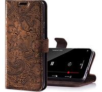 SURAZO Leather Wallet Mobile Phone Case Compatible with Apple iPhone 11 - Flip & Fold Smartphone Case with Stand, RFID Blocker, Magnet Closure, 3 Slots for Bank Cards - Handcrafted European Leather