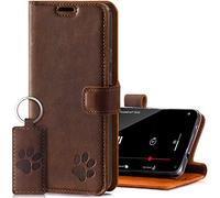 Surazo Leather Wallet Mobile Phone Case Compatible with Apple iPhone 11 Pro - Flip & Fold Smartphone Case with Stand RFID Blocker, Magnet Closure, 3 Slots for Bank Cards - Handcrafted European Leather