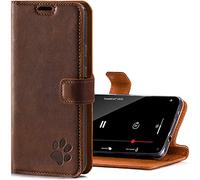 SURAZO Leather Wallet Mobile Phone Case Compatible with Apple iPhone 12 - Flip & Fold Smartphone Case with Stand, RFID Blocker, Magnet Closure, 3 Slots for Bank Cards - Handcrafted European Leather