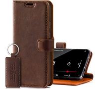 Surazo Leather Wallet Mobile Phone Case Compatible with Apple iPhone 12 mini - Flip & Fold Smartphone Case with Stand RFID Blocker Magnet Closure, 3 Slots for Bank Cards - Handcrafted European Leather