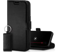 SURAZO Leather Wallet Mobile Phone Case Compatible with Apple iPhone 14 Plus - Flip & Fold Smartphone Case with Stand RFID Blocker Magnet Closure 3 Slots for Bank Cards - Handcrafted European Leather