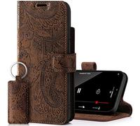 Surazo Leather Wallet Mobile Phone Case Compatible with Apple iPhone 14 Plus - Flip & Fold Smartphone Case with Stand RFID Blocker Magnet Closure, 3 Slots for Bank Cards - Handcrafted European Leather