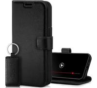 Surazo Leather Wallet Mobile Phone Case Compatible with Apple iPhone 15 Plus - Flip & Fold Smartphone Case with Stand RFID Blocker Magnet Closure, 3 Slots for Bank Cards - Handcrafted European Leather