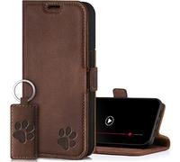 Surazo Leather Wallet Mobile Phone Case Compatible with Apple iPhone 15 Pro Max - Flip & Fold Smartphone Case with Stand RFID Blocker Magnet Closure 3 Slots for Bank Cards-Handcrafted European Leather