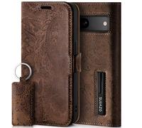 SURAZO Leather Wallet Mobile Phone Case Compatible with Google Pixel 8 - Flip & Fold Smartphone Case with Stand, RFID Blocker, Magnet Closure, 3 Slots for Bank Cards - Handcrafted European Leather