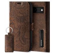 SURAZO Leather Wallet Mobile Phone Case Compatible with Google Pixel 8a - Flip & Fold Smartphone Case with Stand, RFID Blocker, Magnet Closure, 3 Slots for Bank Cards - Handcrafted European Leather