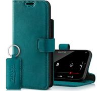 Surazo Leather Wallet Mobile Phone Case Compatible with iPhone 14 Pro Max - Flip & Fold Smartphone Case with Stand, RFID Blocker, Magnet Closure, 3 Slots for Bank Cards - Handcrafted European Leather