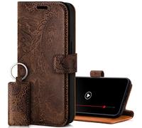 SURAZO Leather Wallet Mobile Phone Case Compatible with Samsung A14 5G - Flip & Fold Smartphone Case with Stand, RFID Blocker, Magnet Closure, 3 Slots for Bank Cards - Handcrafted European Leather
