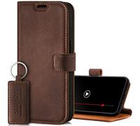 SURAZO Leather Wallet Mobile Phone Case Compatible with Samsung Galaxy A25 - Flip & Fold Smartphone Case with Stand RFID Blocker, Magnet Closure, 3 Slots for Bank Cards - Handcrafted European Leather