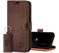 SURAZO Leather Wallet Mobile Phone Case Compatible with Samsung Galaxy A34 - Flip & Fold Smartphone Case with Stand RFID Blocker, Magnet Closure, 3 Slots for Bank Cards - Handcrafted European Leather