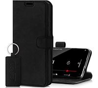 SURAZO Leather Wallet Mobile Phone Case Compatible with Samsung S21 - Flip & Fold Smartphone Case with Stand, RFID Blocker, Magnet Closure, 3 Slots for Bank Cards - Handcrafted European Leather Black