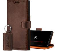 SURAZO Leather Wallet Mobile Phone Case Compatible with Samsung S23 Ultra - Flip & Fold Smartphone Case with Stand, RFID Blocker, Magnet Closure, 3 Slots for Bank Cards - Handcrafted European Leather