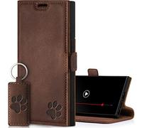 SURAZO Leather Wallet Mobile Phone Case Compatible with Samsung S23 Ultra - Flip & Fold Smartphone Case with Stand, RFID Blocker, Magnet Closure, 3 Slots for Bank Cards - Handcrafted European Leather