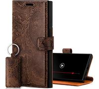 SURAZO Leather Wallet Mobile Phone Case Compatible with Samsung S23 Ultra - Flip & Fold Smartphone Case with Stand, RFID Blocker, Magnet Closure, 3 Slots for Bank Cards - Handcrafted European Leather