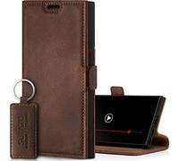 SURAZO Leather Wallet Mobile Phone Case Compatible with Samsung S23 Ultra - Flip & Fold Smartphone Case with Stand, RFID Blocker, Magnet Closure, 3 Slots for Bank Cards - Handcrafted European Leather