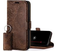 SURAZO Leather Wallet Mobile Phone Case Compatible with Samsung S24 Plus - Flip & Fold Smartphone Case with Stand, RFID Blocker, Magnet Closure, 3 Slots for Bank Cards - Handcrafted European Leather