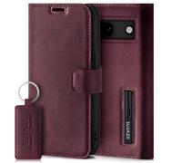 SURAZO Mobile Phone Case for Google Pixel 8a Leather - Foldable Genuine Leather Protective Case [Magnet, Card Slot, RFID Protection, Stand Function] Flip Flip Wallet Case Cover Leather Case (Burgundy)