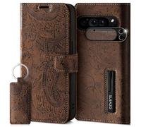 SURAZO Mobile Phone Case for Google Pixel 9 Pro XL Leather Case - Foldable Genuine Leather Protective Case [Magnet, Card Slot, RFID Protection, Stand Function, Camera Protection] Flip Flip Case Cover