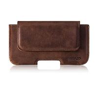 SURAZO Premium 100% Genuine Leather Belt Case for Apple iPhone 15 Pro Max - Horizontal Holster Protective Case [Full Leather Mobile Phone Case] Nut Brown