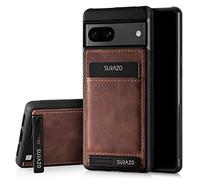 SURAZO Premium Genuine Leather Back Case for Google Pixel 7 5G Case - Shockproof Leather Mobile Phone Case Cover with Card Slot, Stand Function, Key Chain, Vintage Slim Bumper Protective Case (Nut