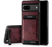 SURAZO Premium Genuine Leather Back Case for Google Pixel 7A Case - Shockproof Leather Mobile Phone Case Cover with Card Slot, Stand Function, Key Chain, Floral Slim Bumper Protective Case (Ornament