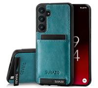SURAZO Premium Genuine Leather Back Case for Samsung Galaxy A55 - Shockproof Leather Mobile Phone Case Cover with Card Slot, Stand Function, Key Chain, Vintage Slim Bumper Protective Case