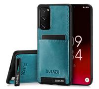 SURAZO Premium Genuine Leather Back Case for Samsung Galaxy S20 FE 5G Case - Shockproof Leather Mobile Phone Case Cover with Card Slot, Stand Function, Key Chain, Vintage Slim Bumper Protective Case