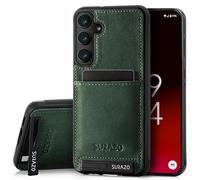 SURAZO Premium Genuine Leather Back Case for Samsung Galaxy S24 Plus Case - Shockproof Leather Mobile Phone Case Cover [Card Slot, Stand Function, Keychain] Vintage Slim Bumper Protective Case (Dark