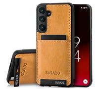 SURAZO Premium Genuine Leather Back Case for Samsung Galaxy S24 Plus Case - Shockproof Leather Mobile Phone Case Cover with Card Slot, Stand Function, Key Chain, Vintage Slim Bumper Protective Case