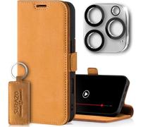 SURAZO Slim Magnetic Mobile Phone Case for Apple iPhone 16 Pro Max Leather - Foldable Genuine Leather Protective Case [with Card Slot, RFID Protection, Camera Protection] Flip Wallet Case Cover