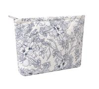 SURBEAV Makeup Bag Cute Cosmetic Bag for Women Girls Floral Coquette Aesthetic Toiletry Bag Travel Make Up Organizer Bag, Cyan flowers, Flower
