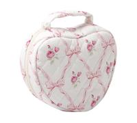SURBEAV Makeup Bag, Cute Cosmetic Bag for Women Girls, Floral Coquette Aesthetic Toiletry Bag, Travel Make Up Organizer Bag, Diamond pink, Flower