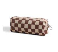 SURBEAV Pencil Case Pen Case Office College School Storage Bag Pouch Holder Box Organizer Makeup Pouch Cosmetic Bag Aesthetic floral flower Cute Pencil Case for Girls Boys Kids (Checkered brown)