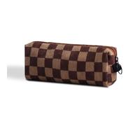 SURBEAV Pencil Case Pen Case Office College School Storage Bag Pouch Holder Box Organizer Makeup Pouch Cosmetic Bag Aesthetic floral flower Cute Pencil Case for Girls Boys Kids (Checkered dark brown)