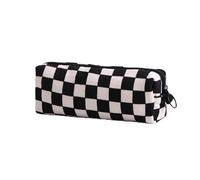 SURBEAV Pencil Case Pen Case Office College School Storage Bag Pouch Holder Box Organizer Makeup Pouch Cosmetic Bag Aesthetic floral flower Cute Pencil Case for Girls Boys Kids (Checkered black)
